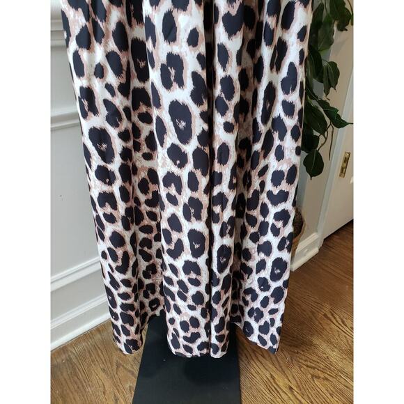 SHEIN Long Maxi Dress Womens Size 2 Black & Beige Leopard Plunge Neck Sleeveless - Picture 5 of 16